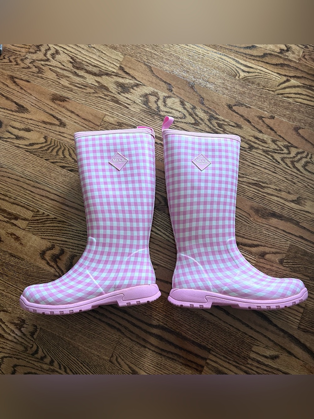 pink gingham The Original Muck Boot Company boots NEW NIB women’s size 9